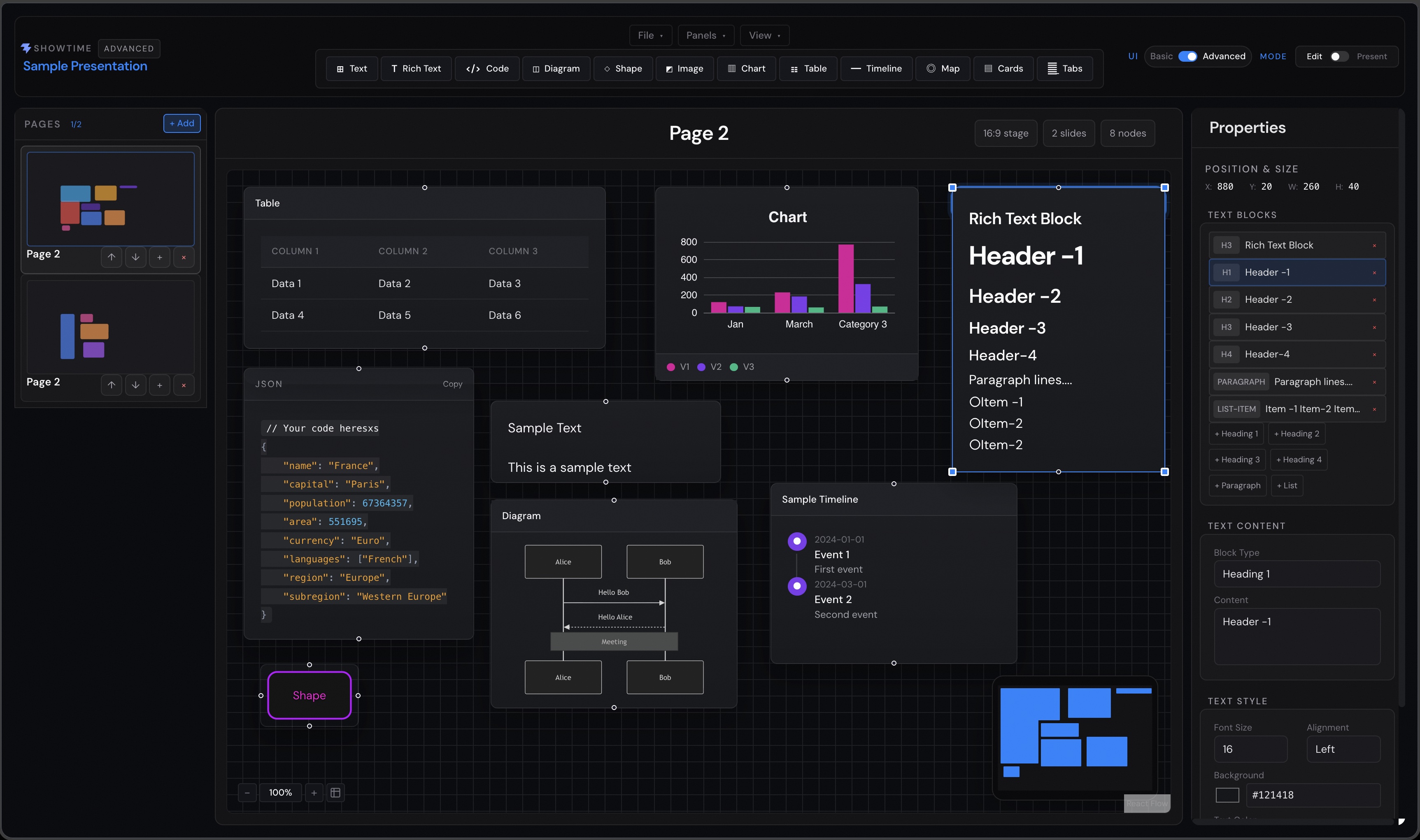 ShowTime Lite browser presentation editor